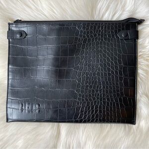 BEIS The Work Tote Croc Embossed Black Laptop Tablet Sleeve Insert Zip Pouch